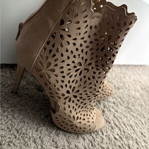 Aldo Beige Cutout Heeled Boots
